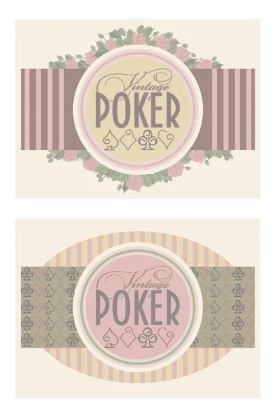 Due vecchi banner vintage poker, illustrazione vettoriale — Vettoriale Stock