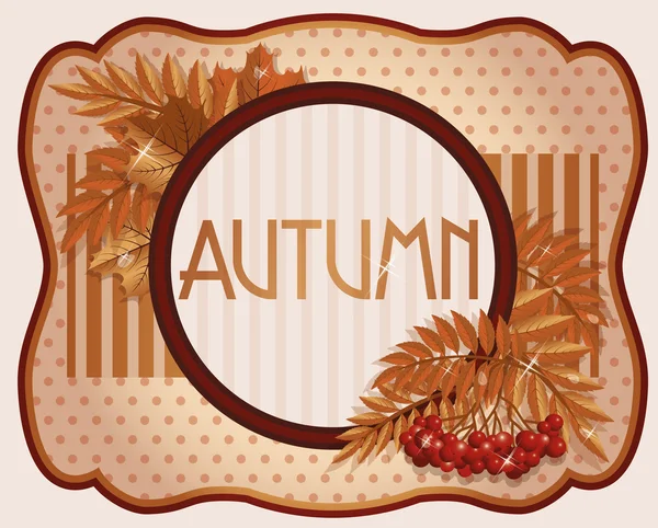 Alte Herbst-Postkarte mit Vogelbeere, Vektorillustration — Stockvektor