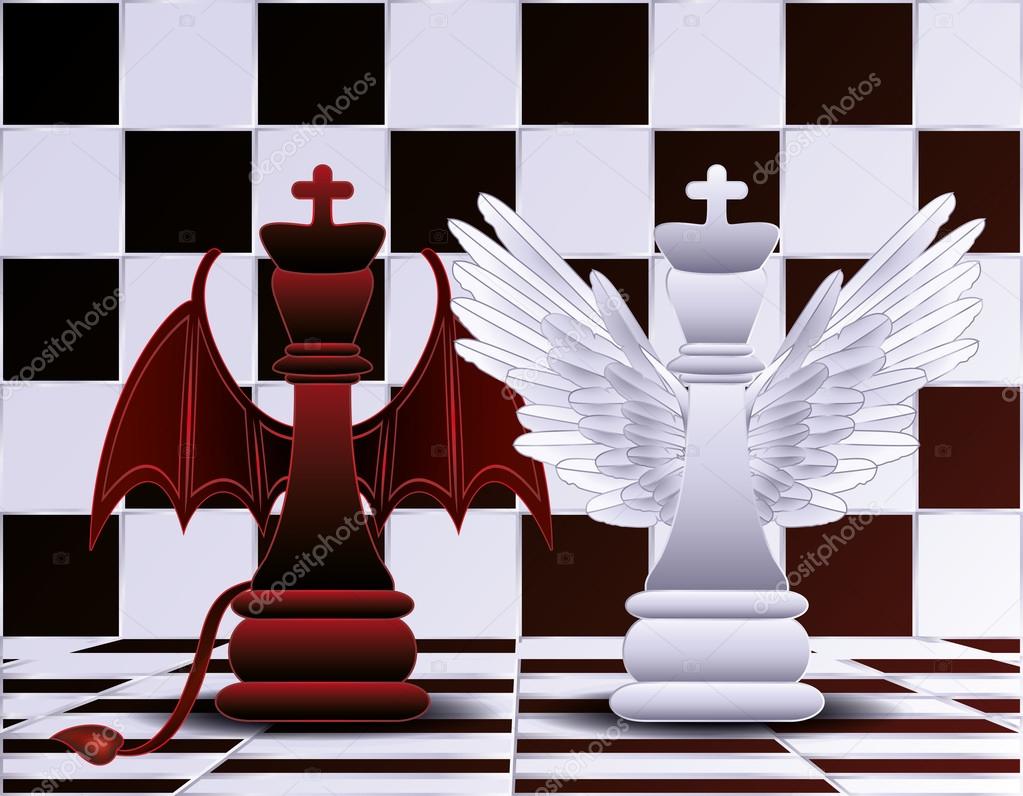 Chess King angel and devil  vector illustration