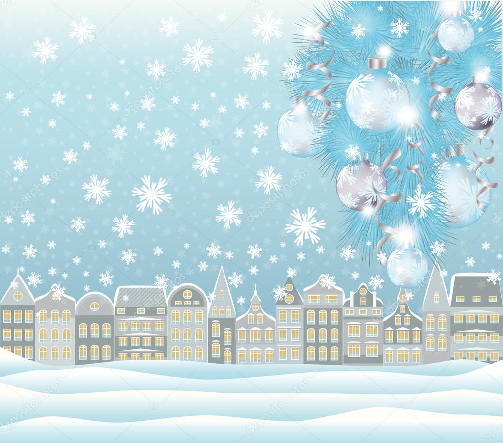 Merry Christmas winter card, vector illustration