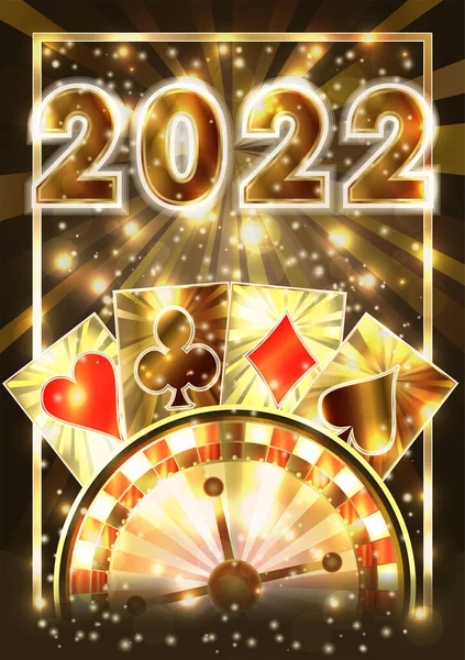 Feliz Casino Novo 2022 Ano Ilustração Vetorial —  Vetores de Stock