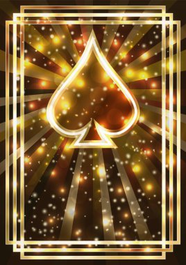 Poker kartı maça, kumarhane bayrağı, vektör illüstrasyonu