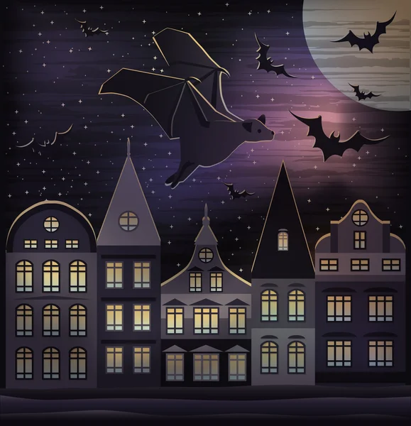 Felice notte di Halloween carta da parati, illustrazione vettoriale — Vettoriale Stock