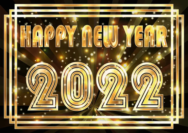 Happy New 2022 Year Banner Style Art Deco Vector Illustration — Stock Vector
