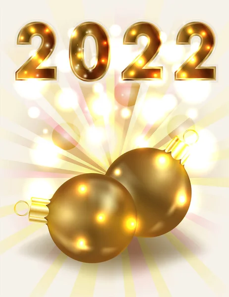 Novo 2022 Ano Feliz Natal Cartão Vip Com Bolas Xmas —  Vetores de Stock