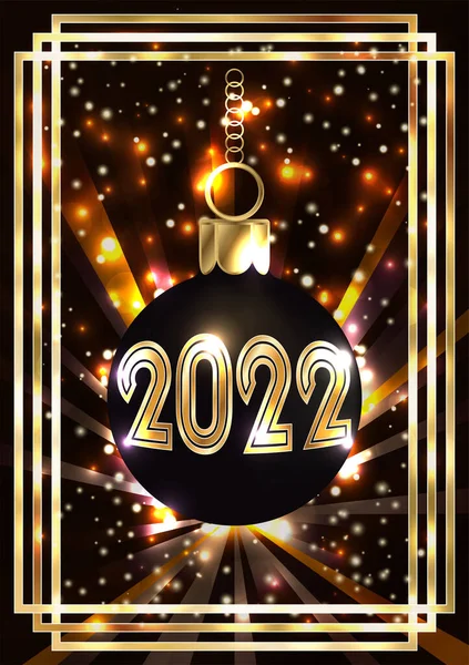 Šťastný Nový 2022 Rok Veselé Vánoční Tapety Černými Vánoční Koule — Stockový vektor