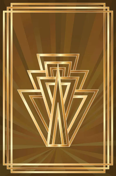 Zlatý Prapor Art Deco Vektorová Ilustrace — Stockový vektor