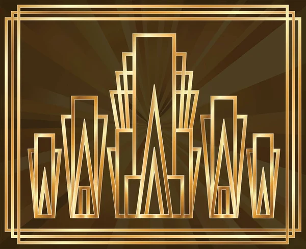 Art Deco Goldene Tapete Vektorillustration — Stockvektor