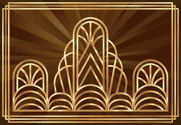 Art Deco Golden Banner Vector Illustration — Stock Vector