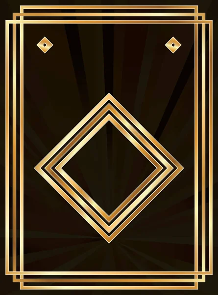 Poker Kaart Diamanten Stijl Art Deco Vector Illustratie — Stockvector