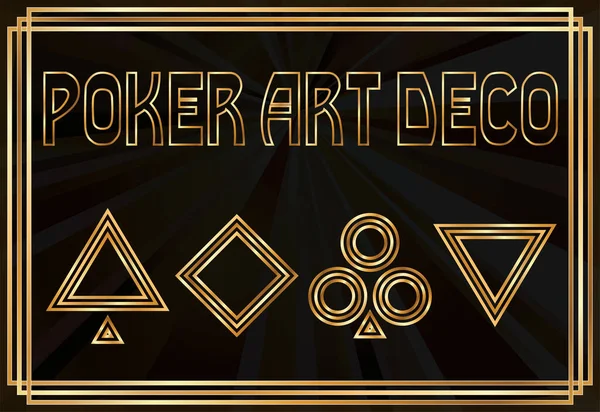 Símbolo Tarjetas Poker Estilo Art Deco Ilustración Vectorial — Archivo Imágenes Vectoriales