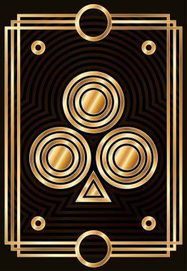 Art deco Poker kulübü kartı, vektör illüstrasyonu