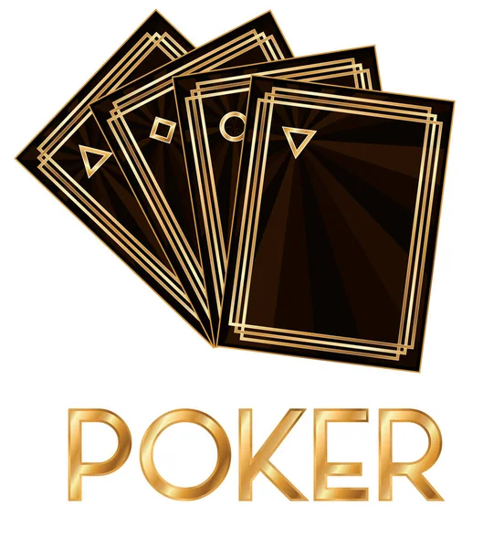 Casino Cartas Póquer Estilo Art Deco Ilustración Vectorial — Vector de stock