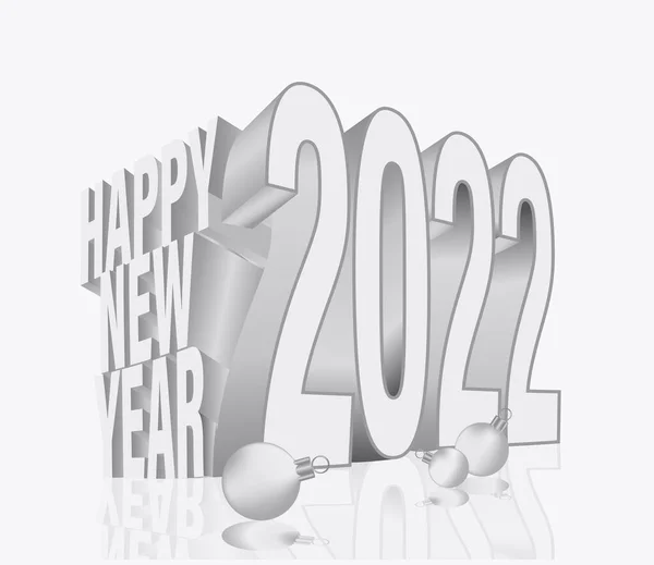 Happy 2022 New Year Vip Card White Xmas Ball Vector — Stock Vector