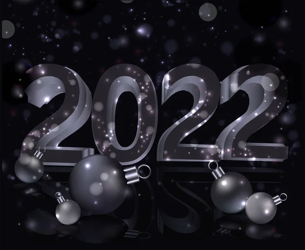 Νέο 2022 Έτος Ευχετήρια Κάρτα Vip Μπάλες Χριστούγεννα Διανυσματική Απεικόνιση — Διανυσματικό Αρχείο