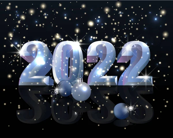 Happy 2022 New Year Banner Xmas Balls Vector Illustration — Stock Vector