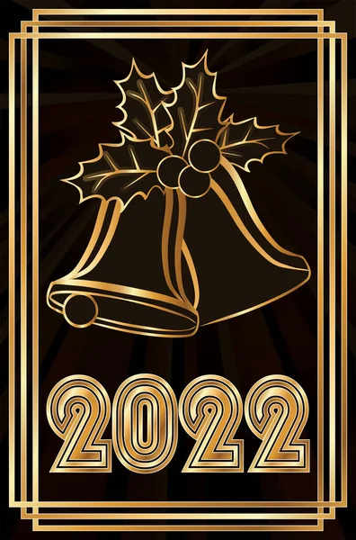 Feliz Ano Novo 2022 Vip Card Estilo Art Deco Com —  Vetores de Stock