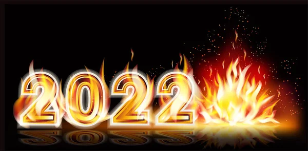 Fire 2022 New Year Invitation Card Vector Illustration — Stock Vector
