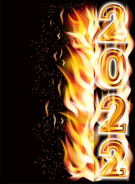 Fire 2022 New Year Banner Vector Illustration — Stock Vector