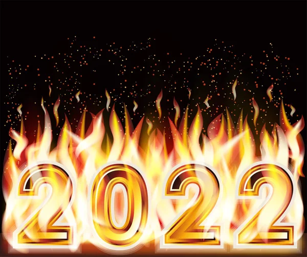 Flame 2022 Año Nuevo Banner Ilustración Vectores — Archivo Imágenes Vectoriales