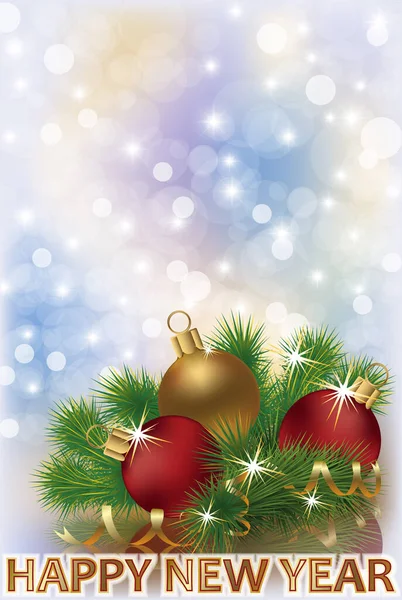 Boldog Karácsonyt Évet Banner Karácsonyfa Labdák Vektor Illusztráció — Stock Vector