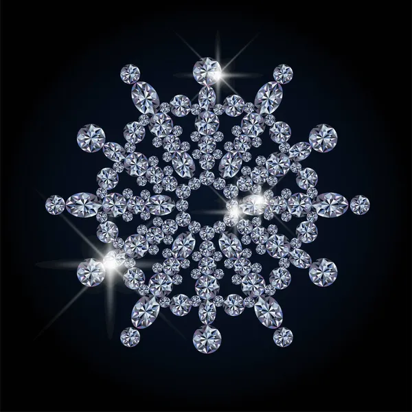 Diamond New Year Snowflake Greeting Card Vector Illustration — Stock Vector