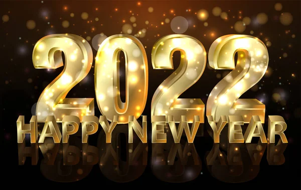 Happy New 2022 Year Golden Vip Card Vector Illustration — Stock Vector