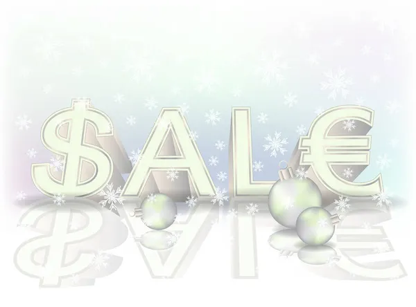 New Year Sale Card Snow Xmas Balls Vector Illustration — Stock Vector