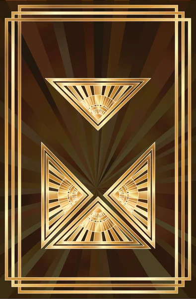 Art Deco Cartão Padrão Dourado Ilustração Vetorial — Vetor de Stock