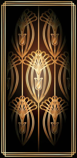 Art Deco Florales Goldenes Muster Banner Vektorillustration — Stockvektor