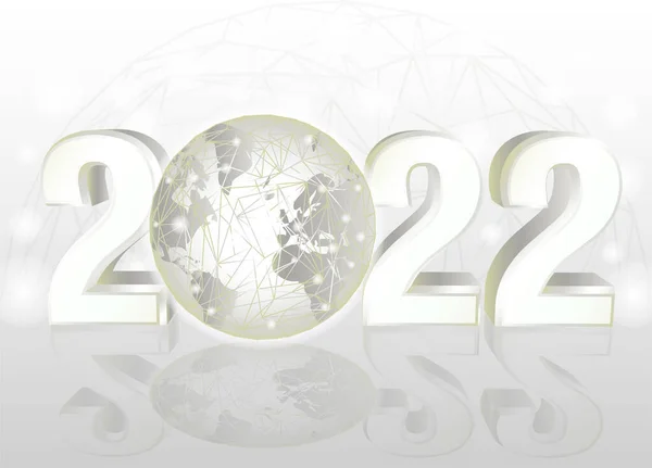 Happy 2022 New Year Congratulatory Card Planet Earth Vector Illustration — Stock Vector