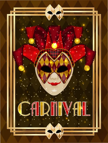 Venice Carnival Mask Invitation Card Art Deco Style Vector Illustration — Wektor stockowy