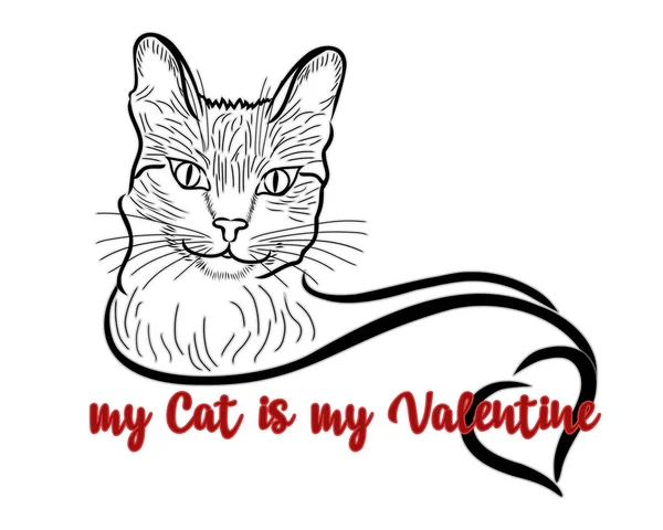 Meine Katze Ist Mein Valentinstag Grußkarte Vektorillustration — Stockvektor