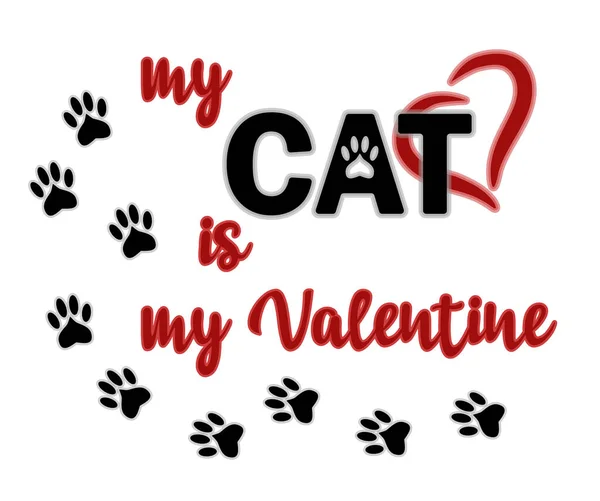 Meu Gato Meu Valentine Cartão Parabéns Ilustração Vetorial —  Vetores de Stock