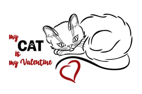 Meu Gato Meu Valentine Cartão Saudação Ilustração Vetorial —  Vetores de Stock