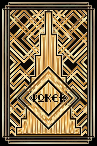 Art Deco Poker Tarjeta Diamantes Ilustración Vectores — Archivo Imágenes Vectoriales