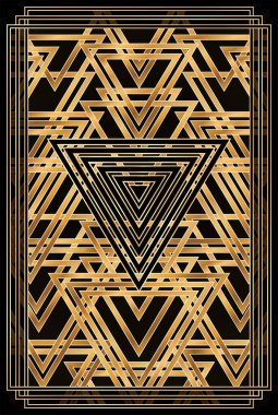 Hearts art deco poker kartı, vektör illüstrasyonu