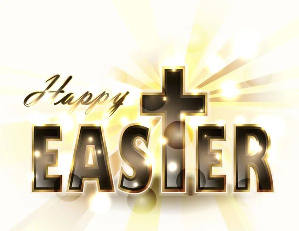 Happy Easter Wenskaart Met Kruis Vector Illustratie — Stockvector