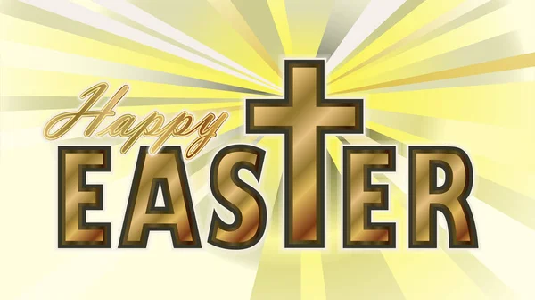 Buona Pasqua Banner Con Croce Cristiana Illustrazione Vettoriale — Vettoriale Stock