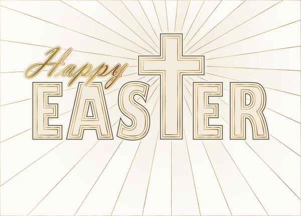 Happy Easter Banner Met Christelijk Kruis Vector Illustratie — Stockvector