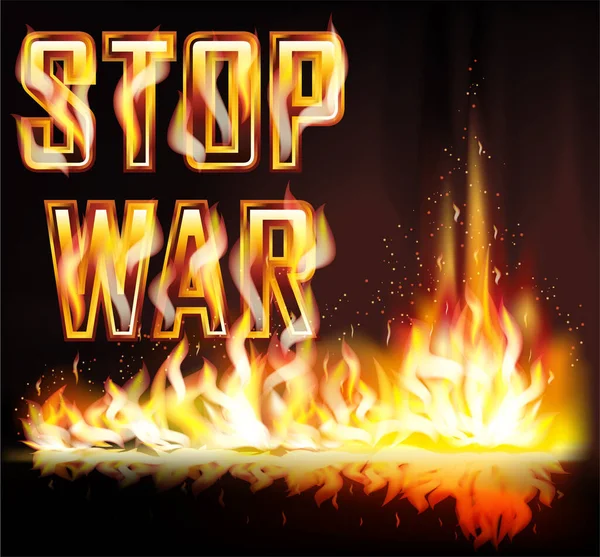 Stop War Fire Card Ilustração Vetorial —  Vetores de Stock