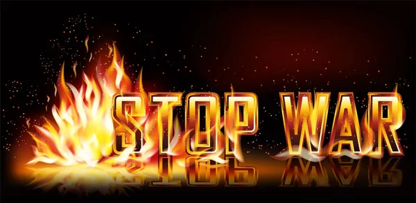 Stop War Banner Fuego Ilustración Vectores — Archivo Imágenes Vectoriales