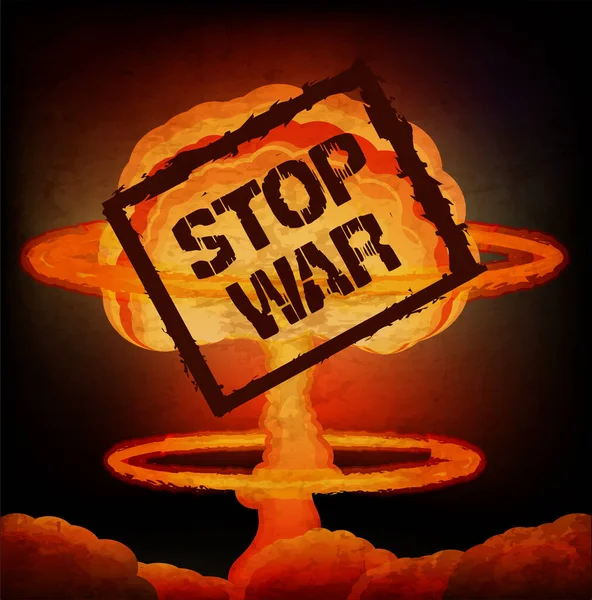 Стоп Войны Плакат Обои Ядерный Взрыв Векторная Иллюстрация — стоковый вектор