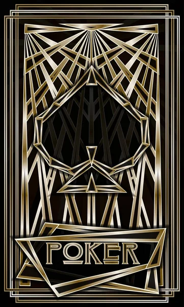 Art Deco Spades Poker Kort Kasino Stil Vektor Illustration — Stock vektor