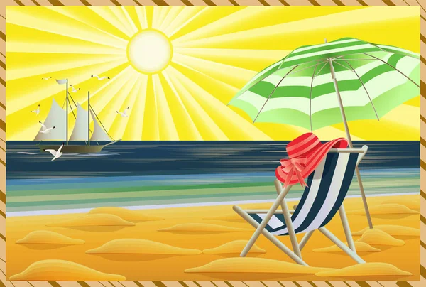 热带放松海滩艺术装饰墙纸 病媒图解 — 图库矢量图片