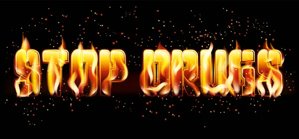 Stop Kábítószer Tűz Háttér Vektor Illusztráció — Stock Vector