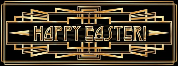 Happy Easter Vip Golden Banner Art Deco Style Vector Illustration — 스톡 벡터