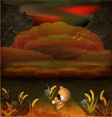 Savaş kartını durdur, oyuncak ayı orduyu durdursun. vektör illüstrasyonu