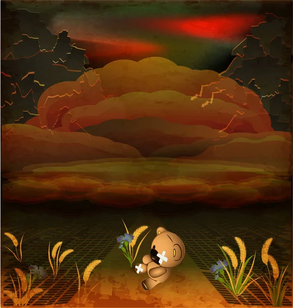 Savaş kartını durdur, oyuncak ayı orduyu durdursun. vektör illüstrasyonu