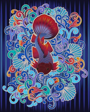 Tropikal balık, vektör çizim ile sualtı kartı